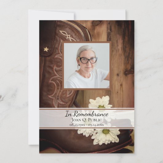 White Daisy Cowboy Boots Westerne Dood Jubileum Kaart (Voorkant)