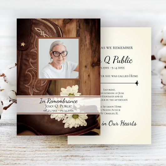 White Daisy Cowboy Boots Westerne Dood Jubileum Kaart