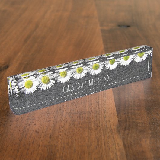 White Daisy Custom Naambordje (Zijkant)