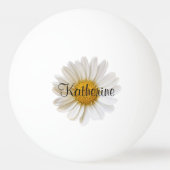 White Daisy Custom Name Floral Pingpongbal (Voorkant)