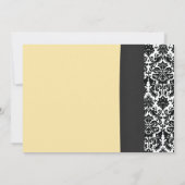 White Daisy  Damask Wedding Uitnodiging (Achterkant)