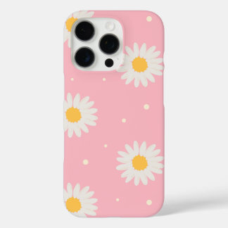 White Daisy Dot Pink iPhone 16 Pro Hoesje