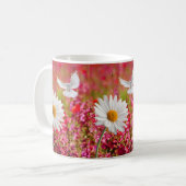 White Daisy Dove Pink Floral Mok (Voorkant links)