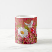 White Daisy Dove Pink Floral Mok (Center)