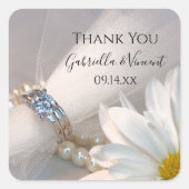 White Daisy Elegance Wedding Bedankt voor je geld Vierkante Sticker (Voorkant)