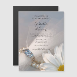 White Daisy Elegance Wedding Magnetic Invitation Magnetische Uitnodiging