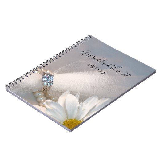 White Daisy Elegance Wedding Notitieboek (Linkerzijde)
