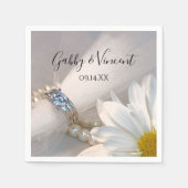 White Daisy Elegance Wedding Servet (Voorkant)