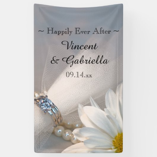 White Daisy Elegance Wedding Spandoek (Verticaal)