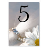 White Daisy Elegance Wedding Table Numbers Kaart (Voorkant)