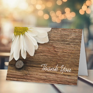 White Daisy en Barn Wood Country Dank je wel Bedankkaart