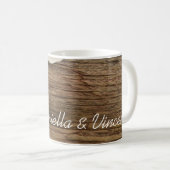 White Daisy en Barn Wood Country Wedding Koffiemok (Voorkant rechts)