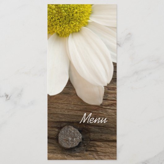 White Daisy en Barn Wood Country Wedding Menu (Voorkant)