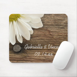 White Daisy en Barn Wood Country Wedding Muismat