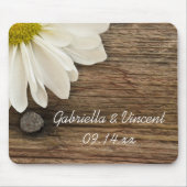 White Daisy en Barn Wood Country Wedding Muismat (Voorkant)