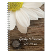 White Daisy en Barn Wood Country Wedding Notitieboek (Voorkant)