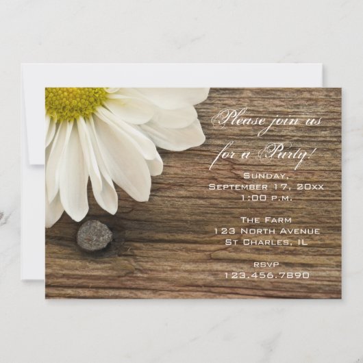 White Daisy en Barn Wood General Party Kaart (Voorkant)