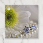 White Daisy en Diamond Ring Wedding Bedankjes Labels (Voorkant)