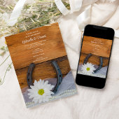 White Daisy en Hoefijzer Country Western Wedding Kaart