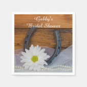 White Daisy en Hoefijzer Western Vrijgezellenfeest Servetten (Voorkant)