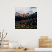 White Daisy en Paars Fireweed Mountains Foto Poster (Keuken)