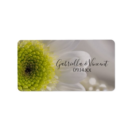 White Daisy en Pearls Wedding Favor Label (Voorkant)