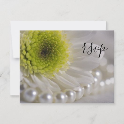 White Daisy en Pearls Wedding RSVP (Voorkant)