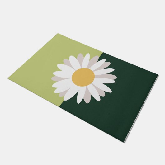 White Daisy Entrance door Mat, Green Garden Deurmat (Schuin)