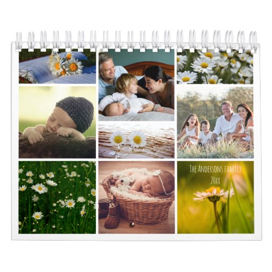 White daisy family photo for grandparents Calendar Kalender (Hoes)