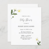 White Daisy Floral Budget Baby shower Uitnodiging (Voorkant / Achterkant)