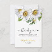 White Daisy Floral Greenery Script Birthday Bedankkaart (Voorkant)