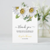 White Daisy Floral Greenery Script Birthday Bedankkaart (Staand voorkant)