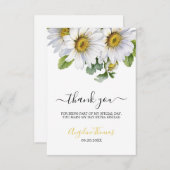White Daisy Floral Greenery Script Birthday Bedankkaart (Voorkant / Achterkant)