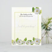 White Daisy Floral Lined Writing Paper (Staand voorkant)