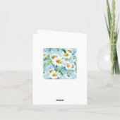White Daisy Floral Pattern Blue Note Kaart (Achterkant)