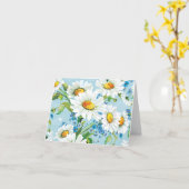 White Daisy Floral Pattern Blue Note Kaart (Gele Bloem)