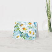 White Daisy Floral Pattern Blue Note Kaart (Voorkant)