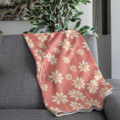 White Daisy Floral Pattern Custom Name  Fleece Deken