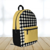 White Daisy Floral Pattern on Black Bedrukte Rugzak