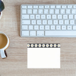 White Daisy Floral Pattern on Black Border Post-it® Notes