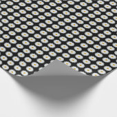 White Daisy Floral Pattern on Black Cadeaupapier (Hoek)