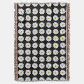 White Daisy Floral Pattern on Black Deken (Voorkant Verticaal)