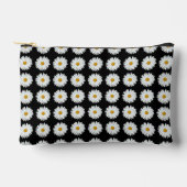 White Daisy Floral Pattern on Black Etui (Voorkant)