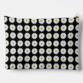 White Daisy Floral Pattern on Black Etui (Achterkant)