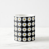 White Daisy Floral Pattern on Black Koffiemok (Center)