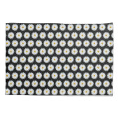 White Daisy Floral Pattern on Black Kussensloop (Achterkant-Links)