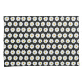White Daisy Floral Pattern on Black Kussensloop (Voorkant-Rechts)