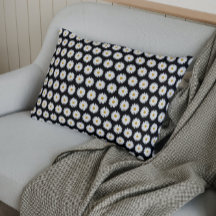 White Daisy Floral Pattern on Black