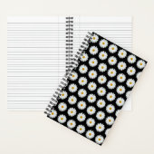 White Daisy Floral Pattern on Black Notitieboek (Binnen)