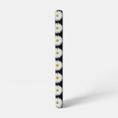 White Daisy Floral Pattern on Black Samsung Galaxy Hoesje (Linkerkant)